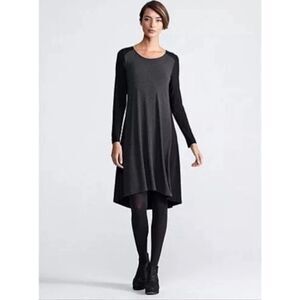 NWT EILEEN FISHER Women’s Black Gray Long Sleeve Colorblock Knit Dress Size XL